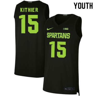 Youth Michigan State Spartans NCAA #15 Thomas Kithier Black Authentic Nike 2019-20 Stitched College Basketball Jersey IH32E50DP